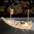 thumbnail image 3 of Miumaeov Serving Sushi Boat Tray Platter 31.5" Wooden Bamboo Nautical Decor Food Display, 3 of 9