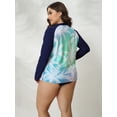 thumbnail image 5 of Alove Women's Color Blocked Plus Size Swimsuit Zipper Front Swimwear UPF 50+, 5 of 7