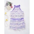 thumbnail image 5 of DPOIS Girls Kids Sequins Halter-Neck Dance Crop Top with Tutu Skirt Lavender 4, 5 of 7