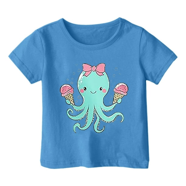 Girls T Shirts Child Girls Summer Cute Ocean Animal Graphic T