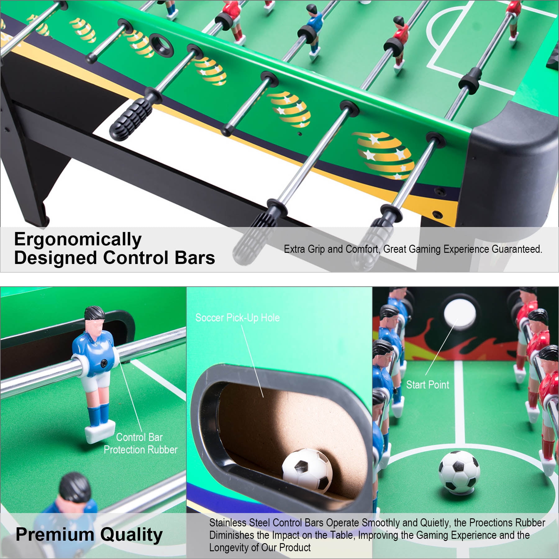  Brrnoo Soccer Game Table, 6 Sticks 2 Players Football Table  Desktop Kicker Game for Dormitory for Home : Everything Else