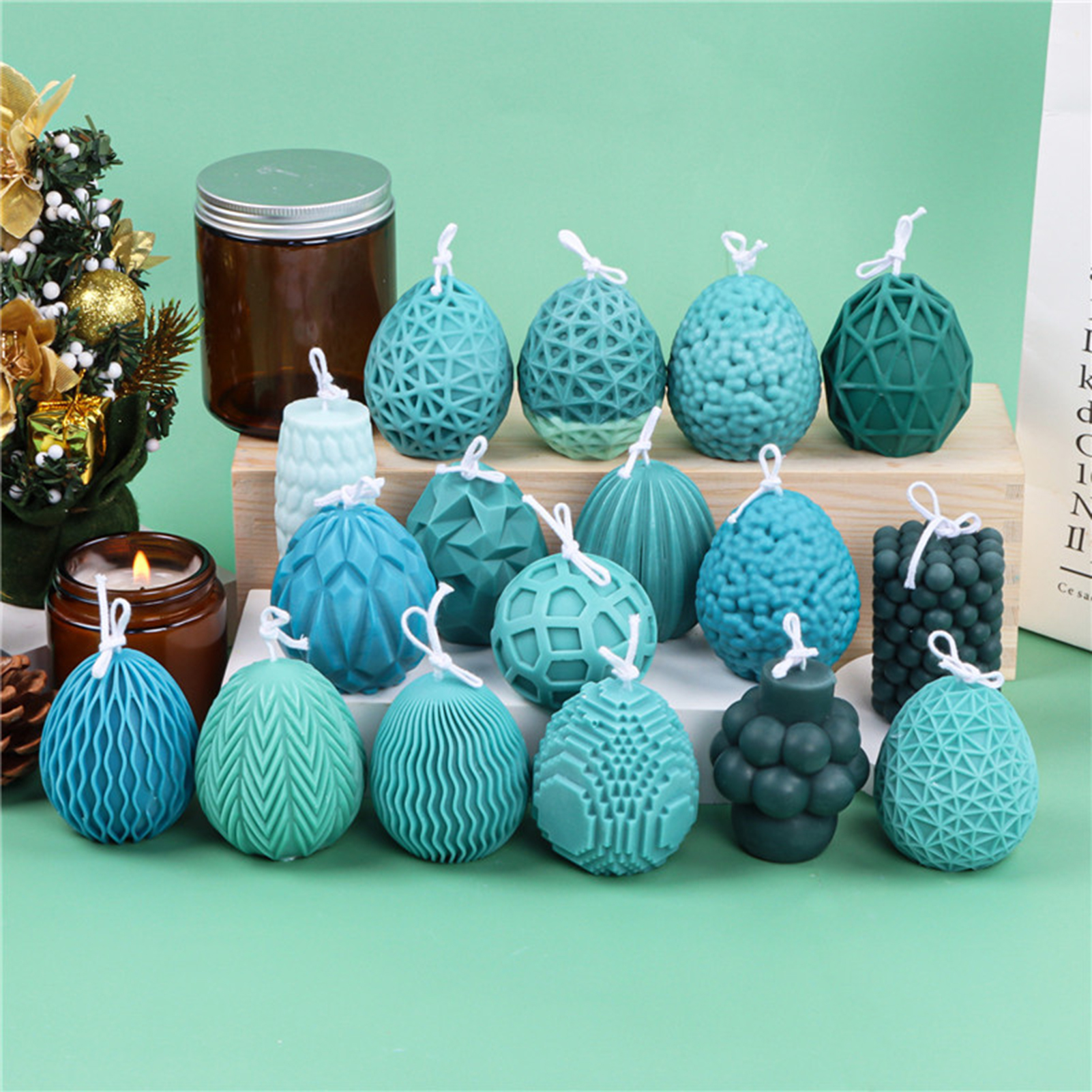 Zruodwans Easter Geometric Egg Candle molds for Candle Making, Non