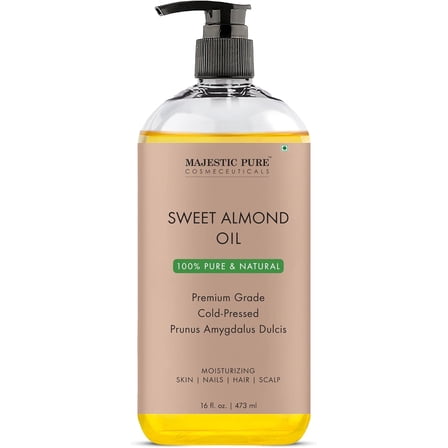 Majestic Pure Sweet Almond Oil, Super Triple A Grade Quality, 100% Pure and Natural from Spain, Cold Pressed, 16 fl oz