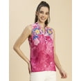 thumbnail image 2 of Moomaya Sleeveless Mandarin Collar Printed Georgette Top - Women's Stylish Top, 2 of 9