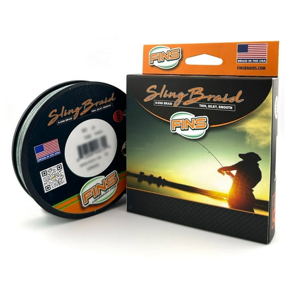 FINS Braids Sling Super Smooth 20% Stronger 8-End Braided Fishing Line, Green 15 lb 150 Yds