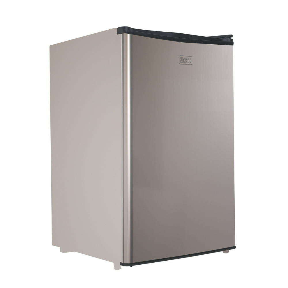 BLACK+DECKER 4.3 Cu Ft Mini Fridge w/ Freezer BCRK43V, Brushed Metal