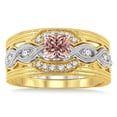 thumbnail image 2 of 1.25 Carat Morganite & Diamond Vintage Trio Bridal Set Engagement Ring on 10k White Gold, 2 of 3