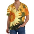 thumbnail image 3 of Honeii 's Golden Sunflower In Field for men's short-sleeved button-up collared shirt featuring a pocket, perfect for beach vacations, and travel adventures., 3 of 5