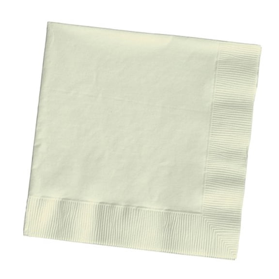 Party Central Club Pack of 500 Creamy Ivory Premium 3-Ply Disposable Beverage Napkins 5"