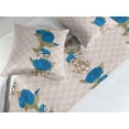 thumbnail image 2 of Floral Design Bed Runner Set, Rose and Peony Pattern With Leaves Greenery on Polka Dot Background, Decorative Bedding Scarf & 2 Pillow Shams for Hotels Homes, Queen, Blush Cobalt Blue, by Ambesonne, 2 of 3