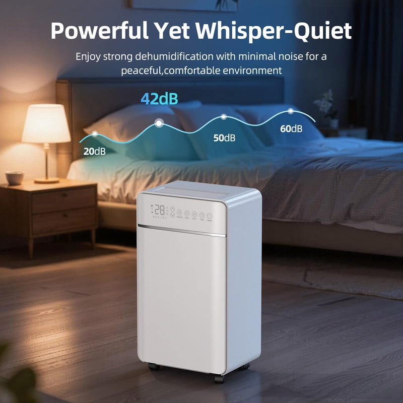 30 pt. 2000 sq.ft. Dehumidifier for Home with Bucket, Drain Hose, in White, Cloth Dry