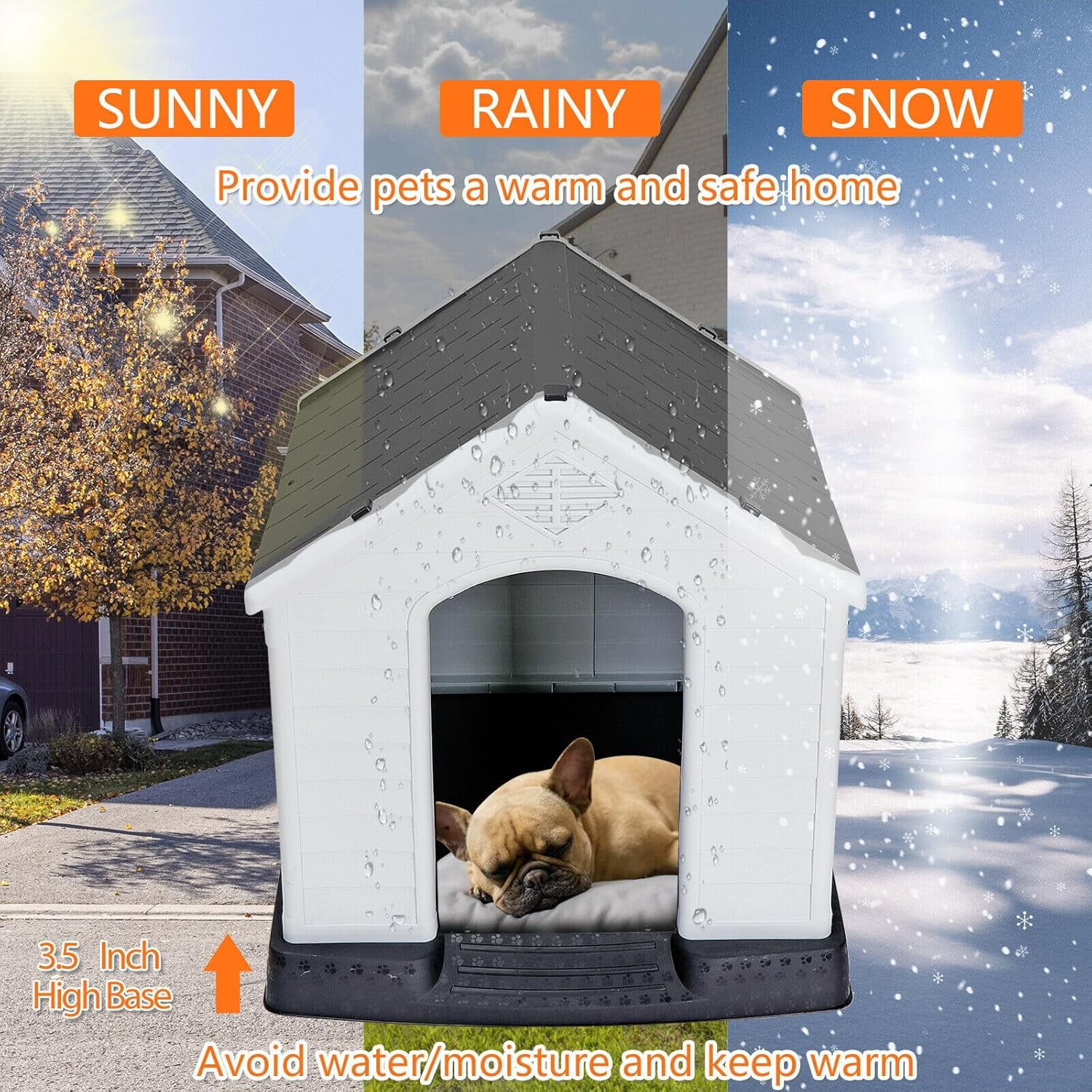 4 Colors Dog House Detachable Roof Designed for Medium or Small Sized Pets Yard