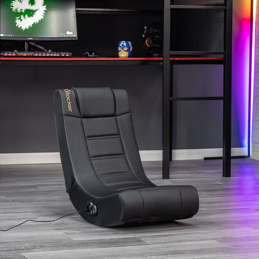 X Rocker Galaxy 2.0 BT Printed PU Floor Rocker Gaming Chair, 33.46 x  16.14 x 25.59, Black 