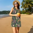 thumbnail image 3 of Naloa Forest Animals And Plants Print Women's Summer Spring Casual Beach Sundress,Vacation Sleeveless Tank Crewneck Loose Dresses, 3 of 7