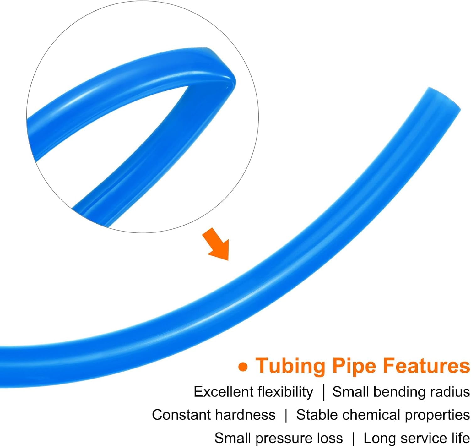 MKEUDQ-Pneumatic Tubing Pipe Pu Hose 4mm OD x 2.5mm ID 5 Meters(16.4 FT) Air Compressor PU Polyurethane Line Hose Tube for Air Compressor Water Fluid Transfer, Blue