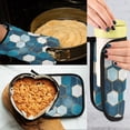 thumbnail image 5 of Yayeee Oven Mitts and Pot Holder Set of 2 Heat Resistant Kitchen Gloves Baking Hot Pad, Dark Blue Hexagon Patterns, 5 of 5