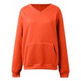 thumbnail image 5 of Vmvidoty Women's Plus Size V-Neck Drop Shoulder Sweatshirt Casual Loose Fit Long Sleeve Pullover with Pockets(Orange, 2XL), 5 of 7