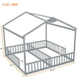 thumbnail image 2 of Llinc Store 2-In-1 Floor Bed Twin House-Style Floor Bedframe with Fence, Guardrails Two Shared Beds (Gray), 2 of 7