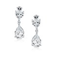 thumbnail image 2 of Bling Jewelry Womens Bridal CZ Teardrop Dangle Clip-On Earrings Silver Plated, 2 of 5