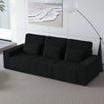 thumbnail image 3 of BSHTI Classic Corded Comfort Sofa with Pillows, Three-seater sofa, Corduroy Upholstery, removable back cushions, Easy to assemble, Black, 3 of 14