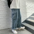 thumbnail image 5 of Jean Cargo Pants for Men 2025 Loose Fit Wide Leg Casual Cargo Denim Pants with Pockets Streetwear Mens Trousers, 5 of 8