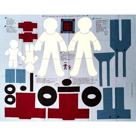 1 Panel – DIY Amish Joseph & Isaac Plush Dolls Cut & Sew Cotton Fabric Panel (Great for Sewing a Stuffed Doll Craft Projects Quilting Wall Hangings and More) 36 X 44