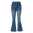 thumbnail image 4 of QURATI Women's High Waisted Flare Jeans | Retro Stretchy Bell Bottom Denim Pants Womens Bottoms Light Blue XL, 4 of 9