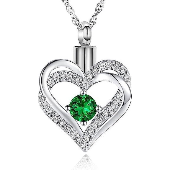 Heart Shape Urn Necklace for Ashes Cremation Jewelry for Women Memorial Keepsake Birthstone Pendant Jewelry Ashes Holder
