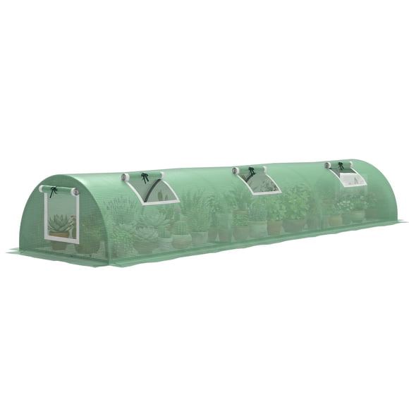 Outsunny Mini Serre avec Fenêtres en Maille, Tente de Culture en Tunnel, Vert