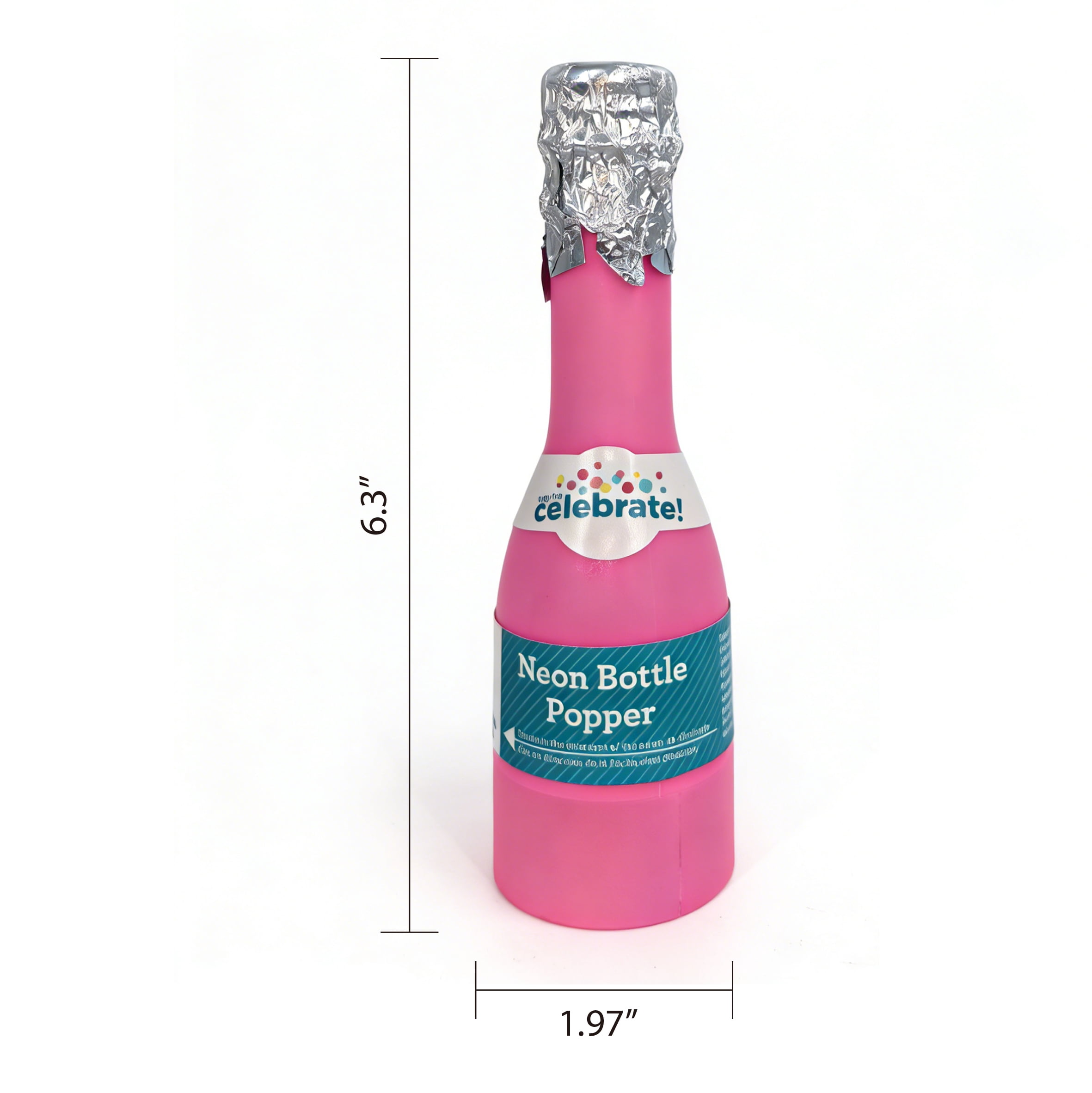 Neon Bottle Confetti Popper, 4 Pack, Adults, by Way To Celebrate