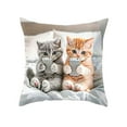 thumbnail image 2 of Cat Playing With Phone Printed Pillow Cover 17.7x17.7in, Funny Animal Pattern Flock Pillowcase, Decorative Cushion Cover for Sofa Living Room, Hidden Zipper, Novelty Gift for Cat Lovers, 2 of 6