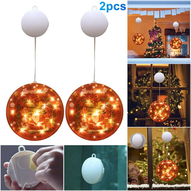 Lámpara Dibujos Animados Navidad Lámpara LED Con Ventosa para Puertas Paredes Balcón (fiesta Navidad)
