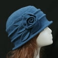 thumbnail image 5 of Dress Choice Women's Wool Felt Bucket Hat Slouch Wrinkled Winter Warm Beanie Cap with Flower for Formal Party, 5 of 8