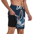 thumbnail image 2 of Logiee Shark Print Men's Swim Trunk,Quick Dry Board Shorts ,Men's Swim Trunks with Compression Liner, Bathing Suits with Pockets-3X-Large, 2 of 6