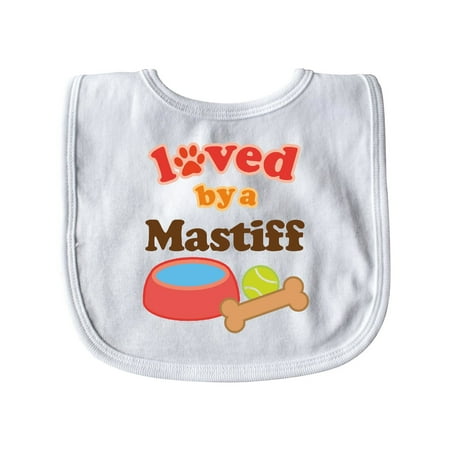 Mastiff Loved By A (Dog Breed) Baby Bib White   One (Best Dog Breed For Babies And Toddlers)