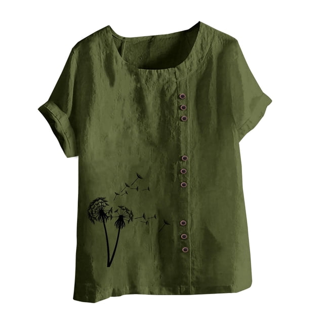 Birdeem Mode Femmes Été Ample Imprimé T-Shirt à Col Rond Manches Courtes Blouse Décontractée