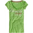 thumbnail image 1 of Aeropostale - Camiseta gráfica para mujer con cuello en V y manga Est 87, verde, pequeña, 1 of 1