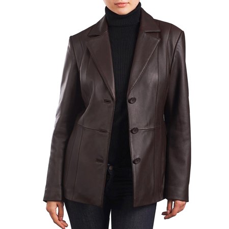 Fully Lined Leather Blazer - Women's