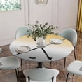 thumbnail image 5 of Yellow Gray Ombre Round Tablecloth for 45-54 Inch Tables,Fitted Table Cover with Elastic Edge,Black Hockey Sticks Minimalist Style Waterproof Outdoor Table Cloth Protector for Patio Garden Dinner, 5 of 9