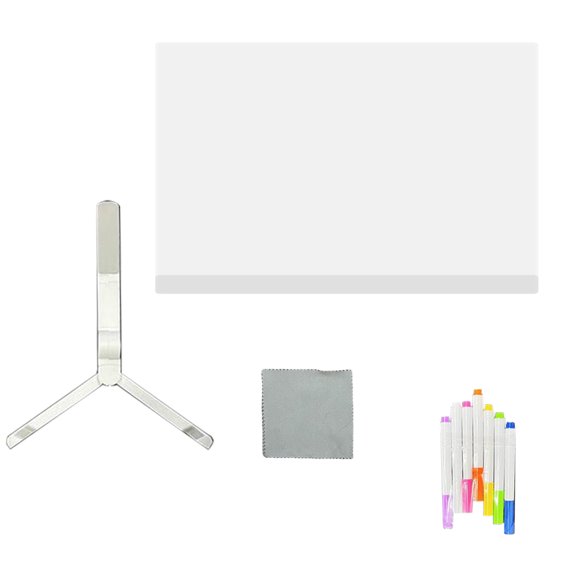 LED Note Board with 7 Pens Cleaning Cloth Glowing Acrylic Letter Dry-Erase Board with Bracket Reusable Multifunctional Glow Memo Message Board