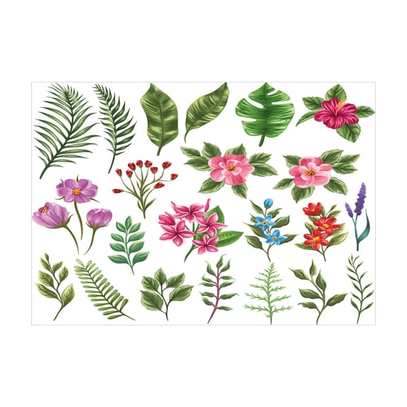 Ambesonne Plant Jigsaw Puzzle, Exotic Flowers and Ferns, Heirloom-Quality Fun Activity for Family Durable Cardboard, 1000 pcs, Multicolor Fern Green