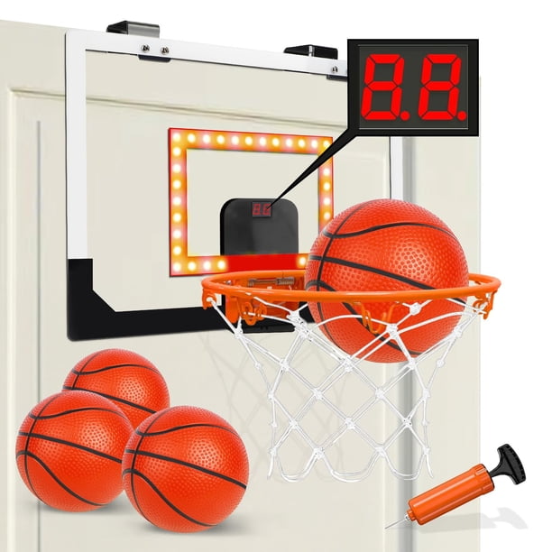 Juego de Canasta de Baloncesto para Niños con Marcador LED y Montaje en Puerta