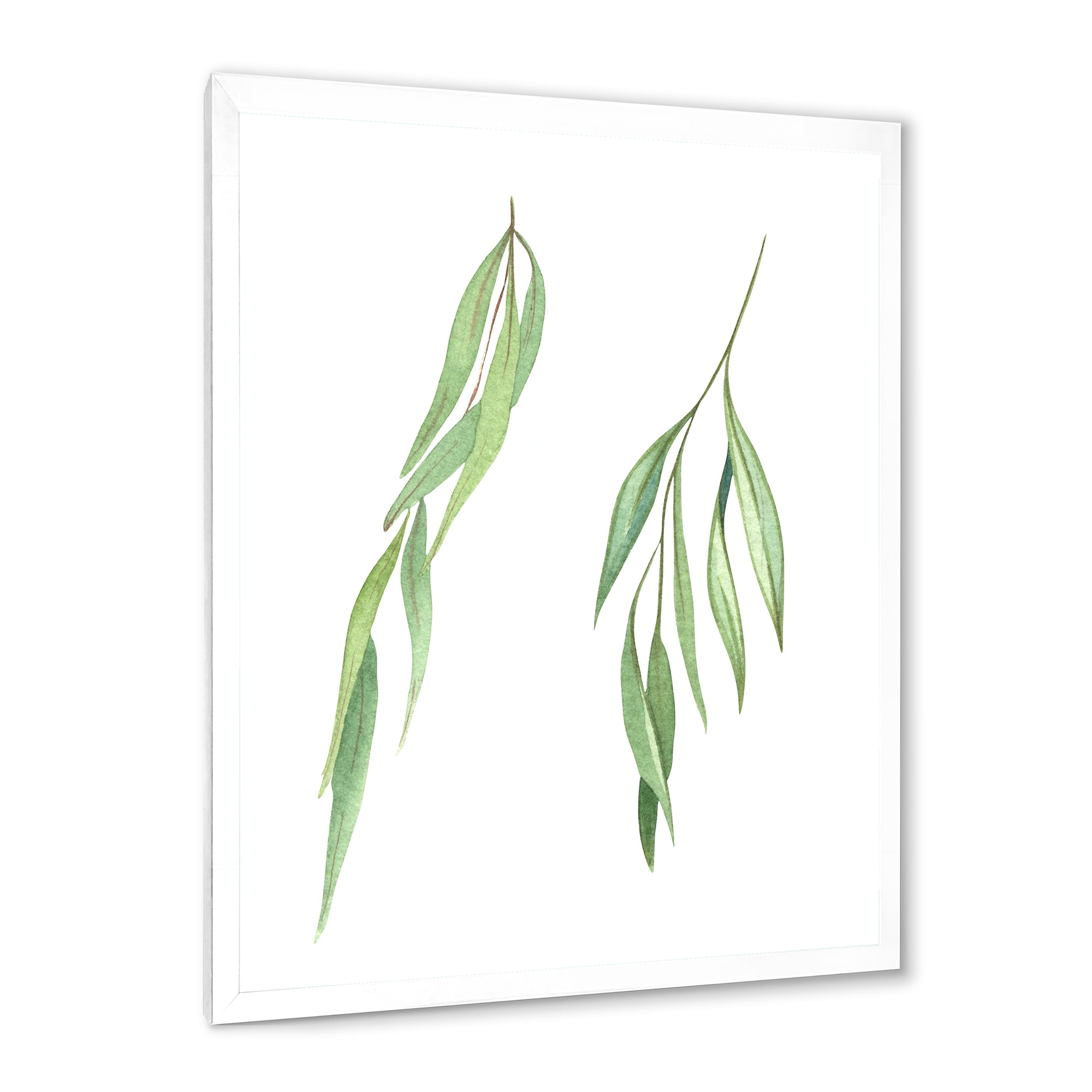 Designart 'Two Willow Branches On White' Farmhouse Framed Art Print