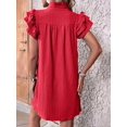 thumbnail image 6 of Women's Short Sleeve Tiered Mini Neck Sun Sundress Dress for Casual Beach Red S, 6 of 7