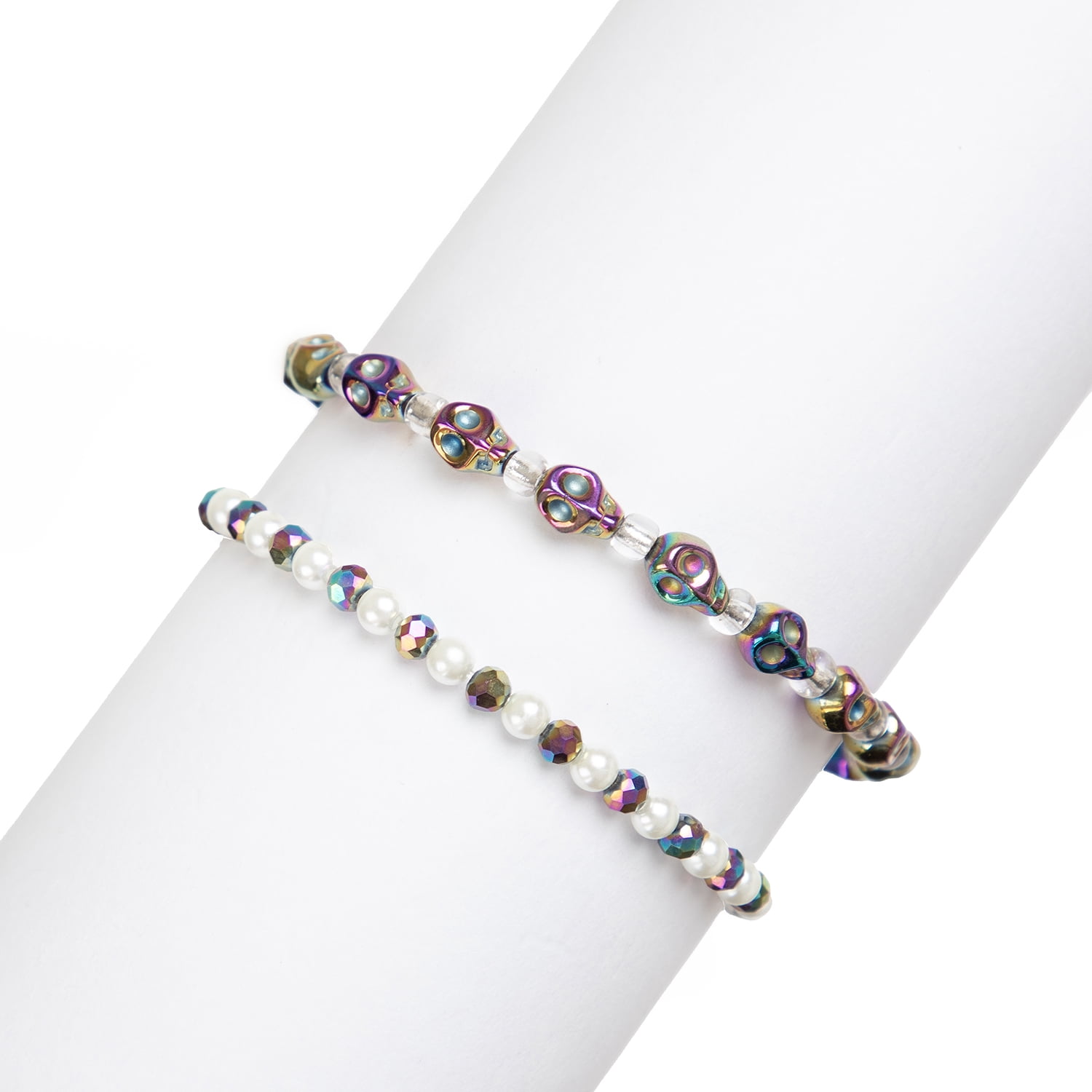 Cousin DIY 7" Rainbow Metallic Skull Bead Strand, 22 Piece, Unisex, Adult-Model 69995833