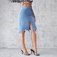 thumbnail image 4 of Maoxin Womens Skirts Women's Casual Denim High Waisted Hip Hugging Skirt ,Blue,L, 4 of 4