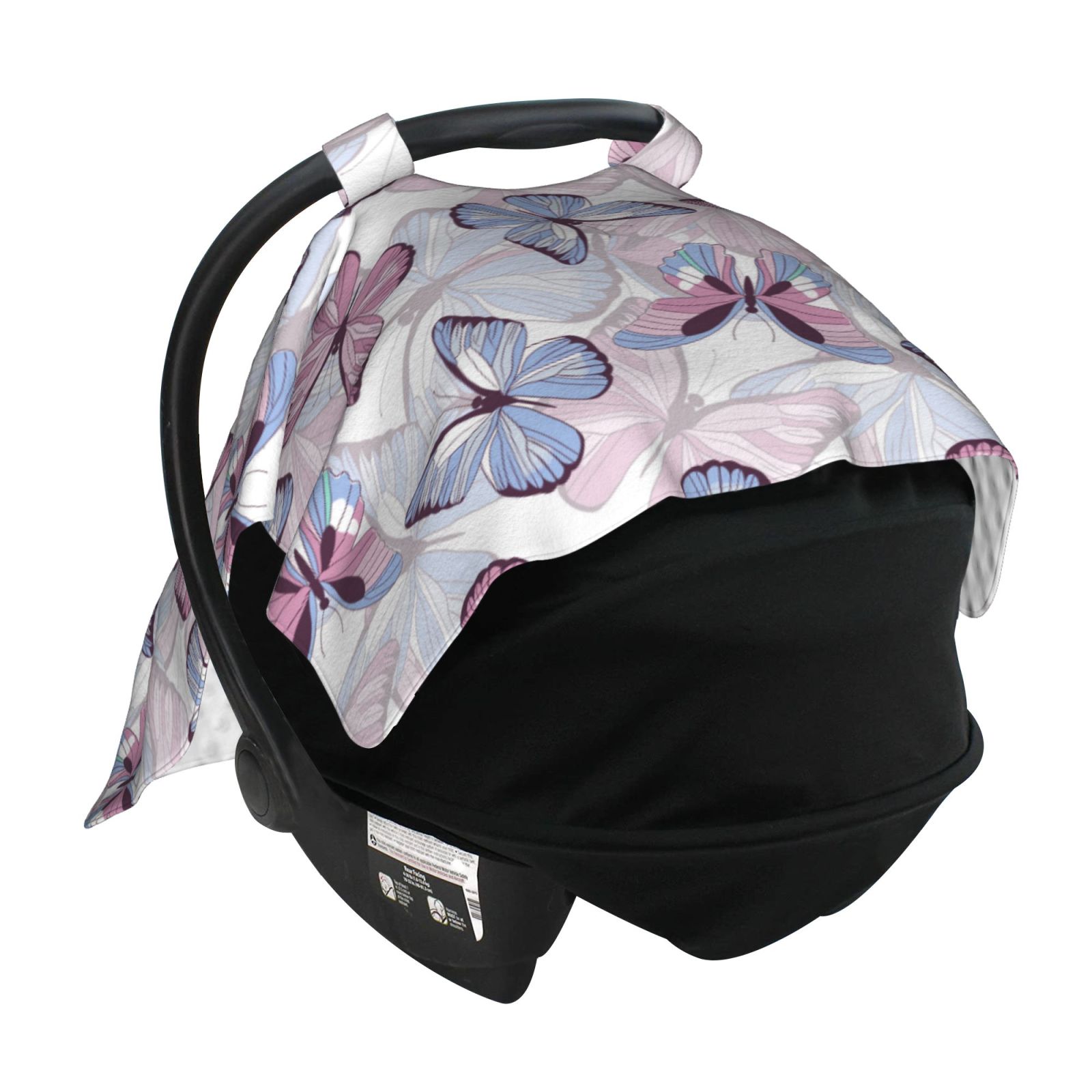 Car Seat Cover Baby - Butterflies in Pastel Breathable Infant Car Seat Cover for Baby Carseat, Lightweight Comfort Baby Essentials Must Haves Newborn Stuff for Girl Boy
