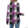 thumbnail image 4 of Stichou Womens Long Sleeve Shirts with Pocket Plaid Button Down Henley Shirts Dressy Casual Loose Fall Winter Ladies Tops and Blouses Purple M, 4 of 4