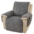 thumbnail image 1 of Funda para sillón reclinable acolchada de terciopelo con hojas de palma, antideslizante, súper suave, con correas elásticas, 1 of 4