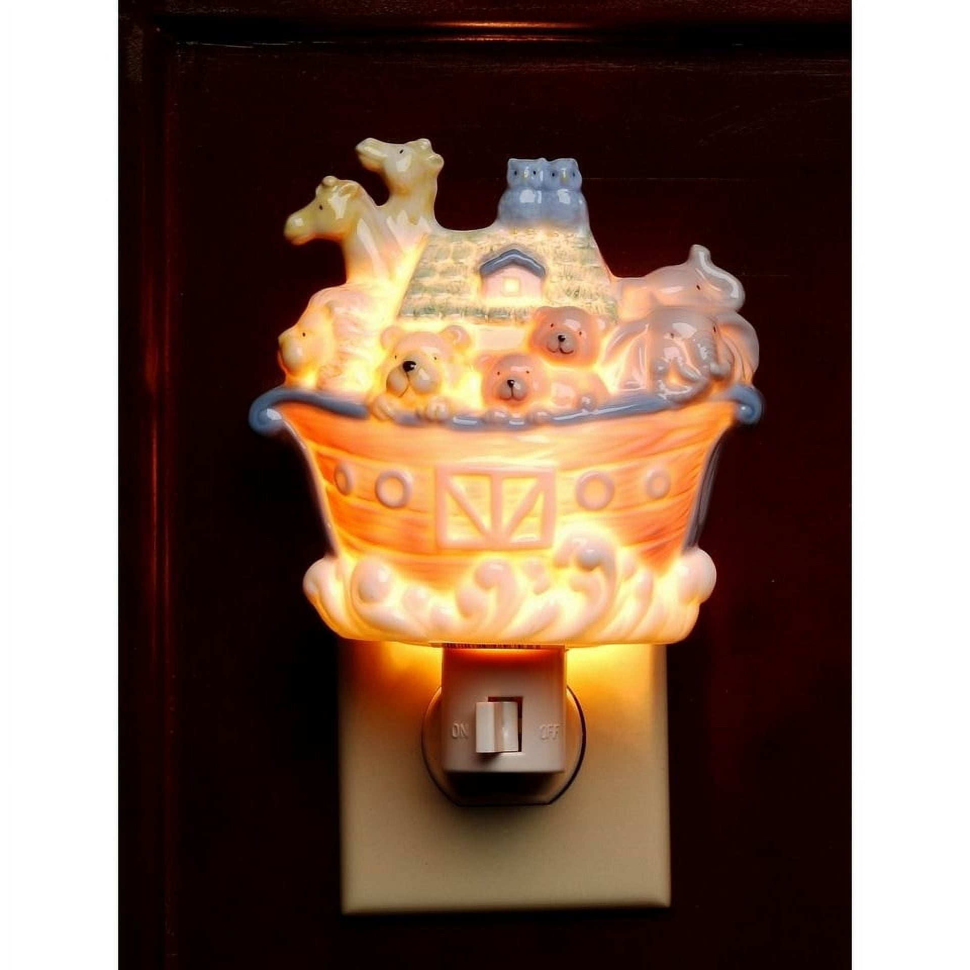 Noahs Ark Ceramic Plug-In Night Light 4.5" Religious Gift Nursery